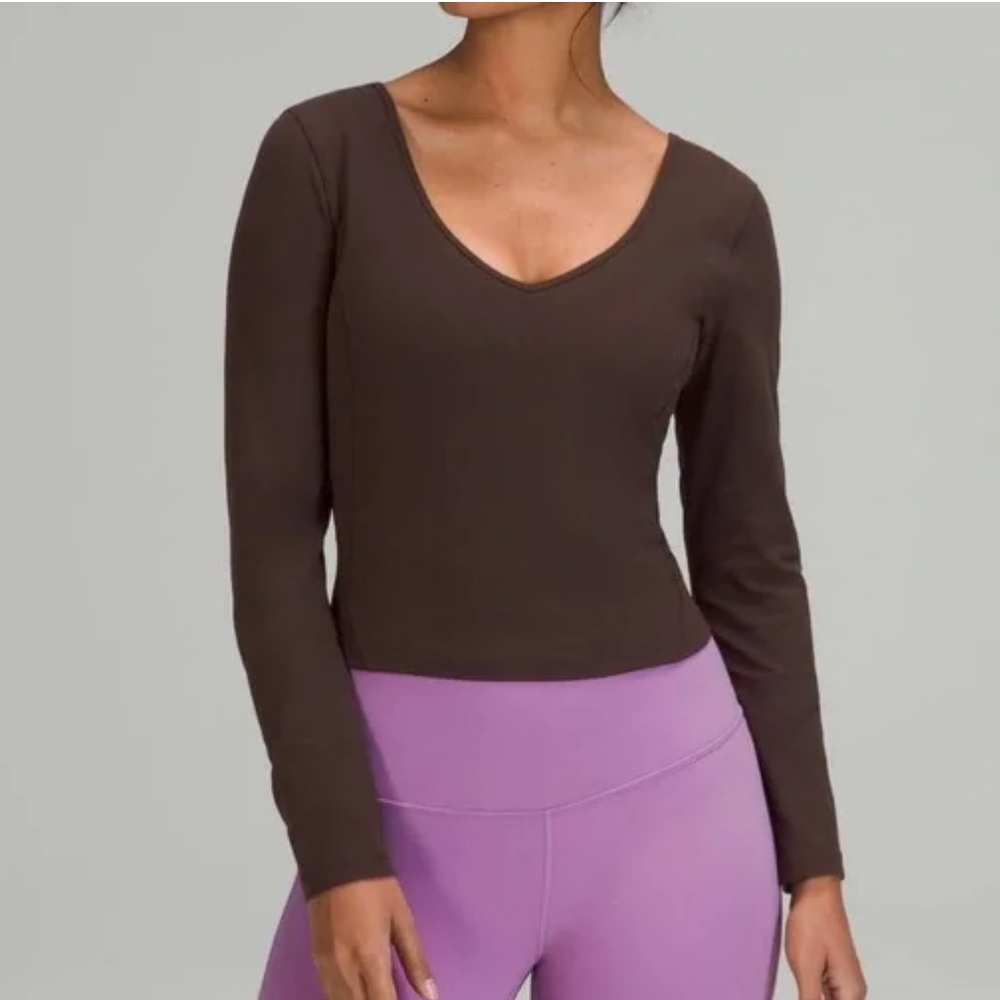 lululemon align long sleeve crop in brown